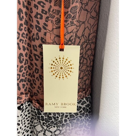 Ramy Brook Leomi Silk SZ L Animal Print Tiered Ruffle Lined Sleeveless Dress NEW - Picture 15 of 16